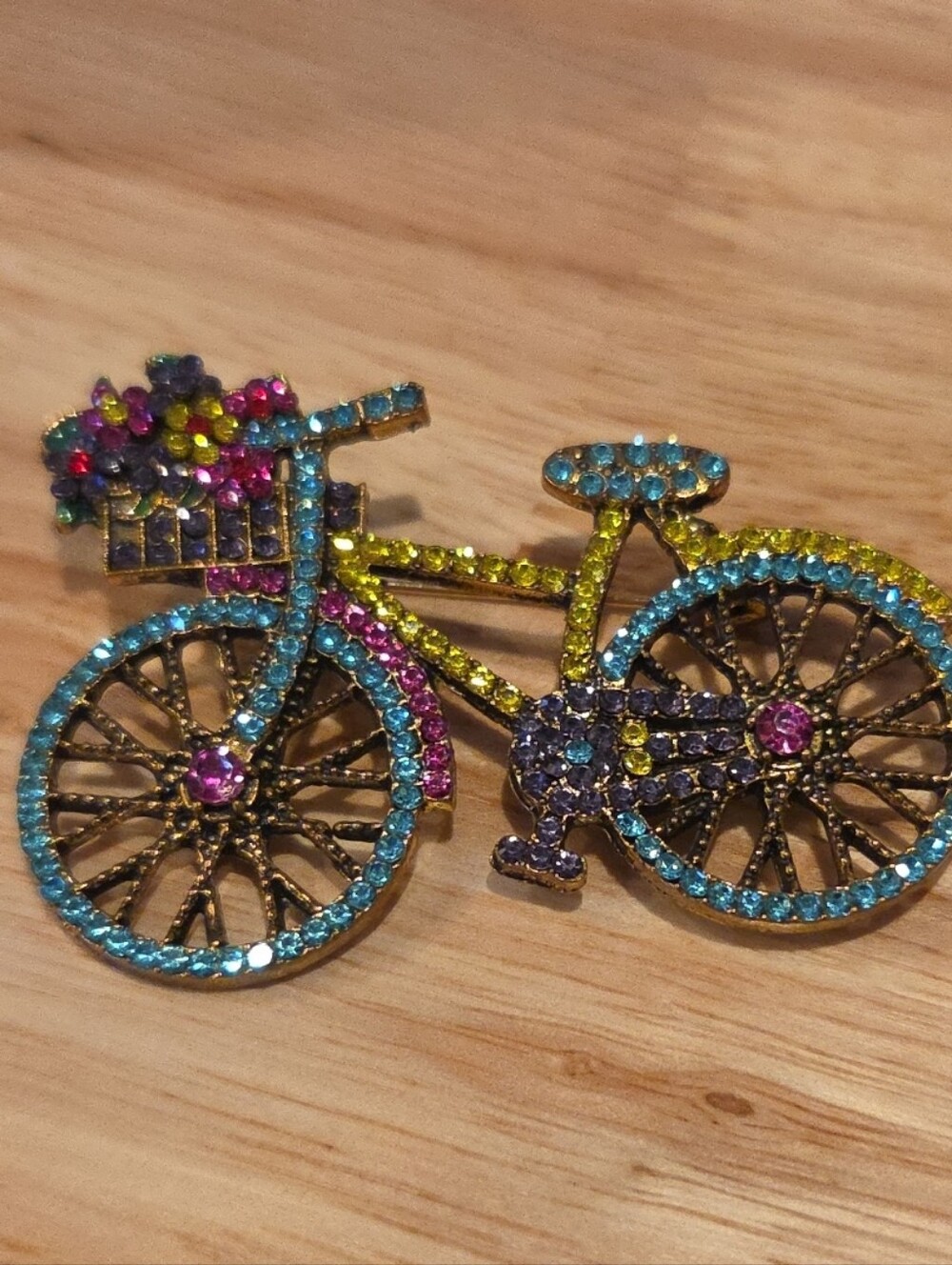 Sparkling Multicolor Bicycle Brooch Pin - Women's Accessory